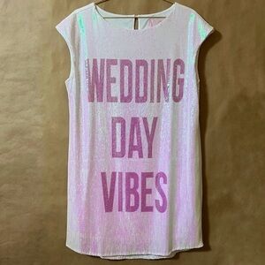Hayley Paige | Wedding Day Vibes Hologram Sequin T-Shirt Mini Dress Size S